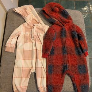 Carter's Pink and Red Plaid Kids Footies